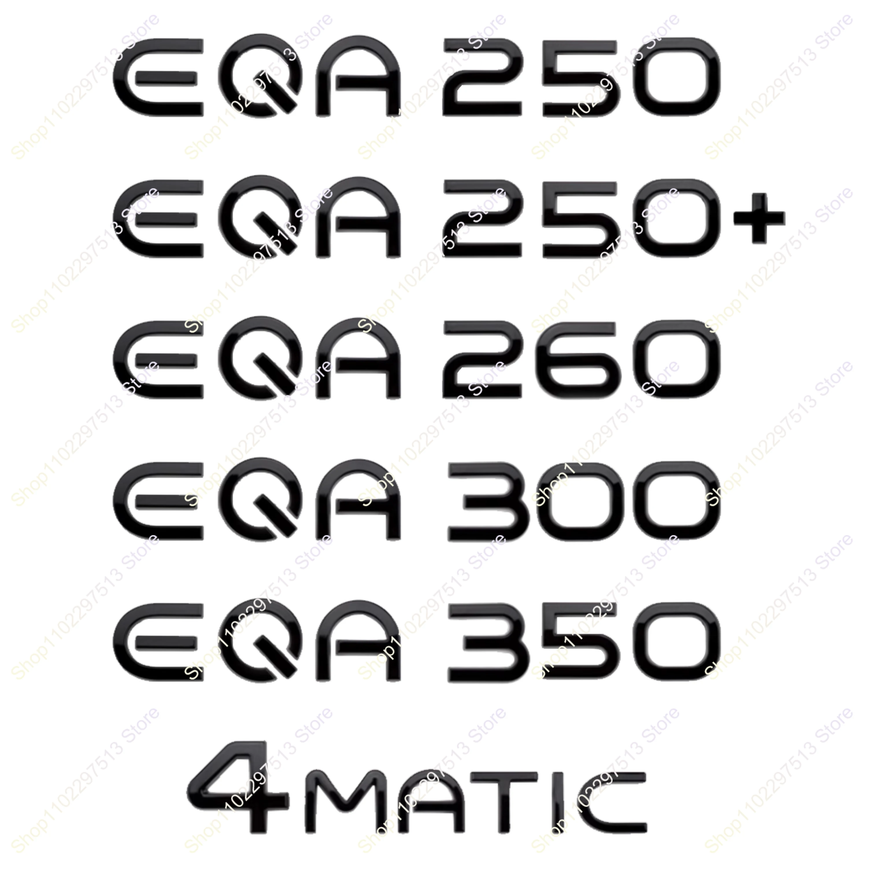 New Energy ABS Emblem Black Letters Car Trunk Logo Upgrade Retrofit Sticker for EQA Series EQA250 EQA260 EQA300 EQA350 4MATIC