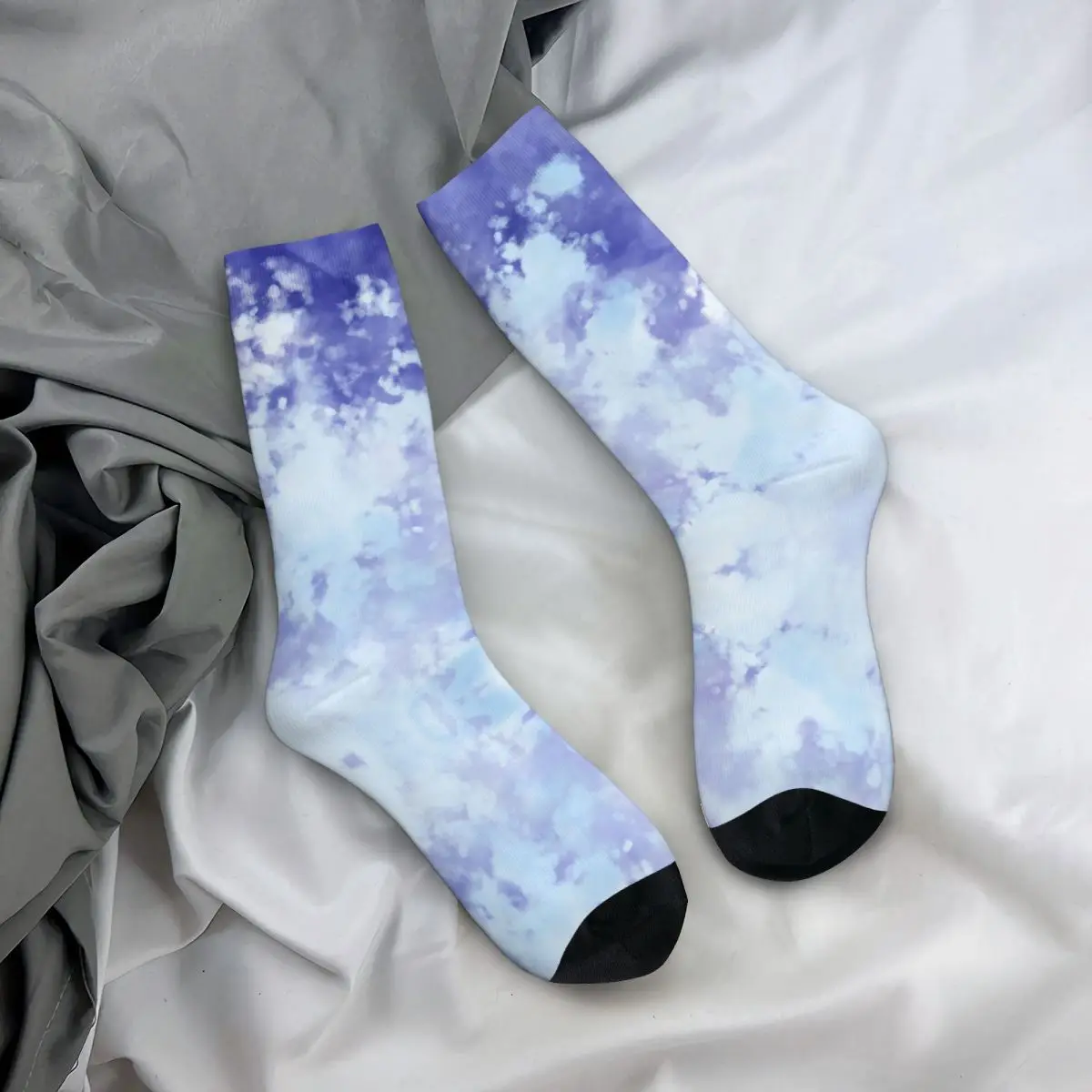 Fashion Tie Dye Blues Watercolor Basketball Socks Polyester Long Socks for Women Men