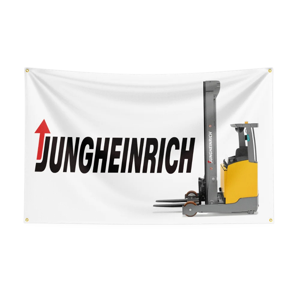 90x150CM Crane-j-JUNGHEINRICHs Industry Flag Polyester Printed Excavator Banner For Decor
