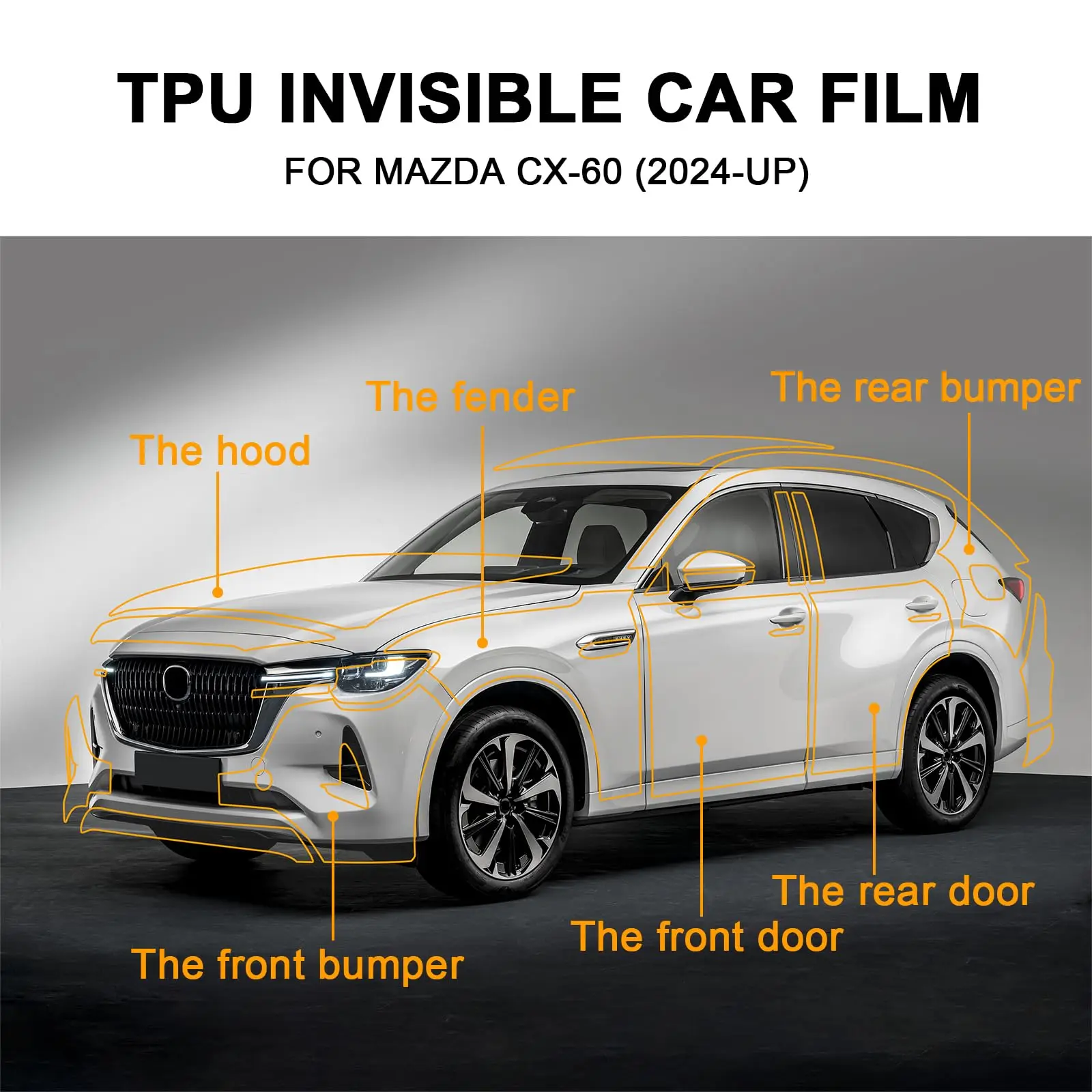 

Пленка PPF 8.5 Mil, предварительно вырезанная, для Mazda CX-60 2024-2025, матовая и прозрачная, из ТПУ, для защиты лакокрасочного покрытия, устойчивая к царапинам, внешние аксессуары