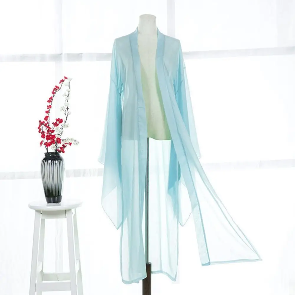 เสื้อแขนยาว Hanfu เสื้อสเวตเตอร์ถัก Tang Dynasty บางจีนแขนเสื้อชีฟองจีนแบบดั้งเดิม Hanfu Overcoat ทุกวัน