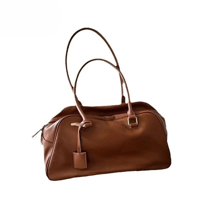 

Luxurious European Naingirl Style Black Large Capacity Business Travel Tote Natural Cow Leather Women Handbag Commuter