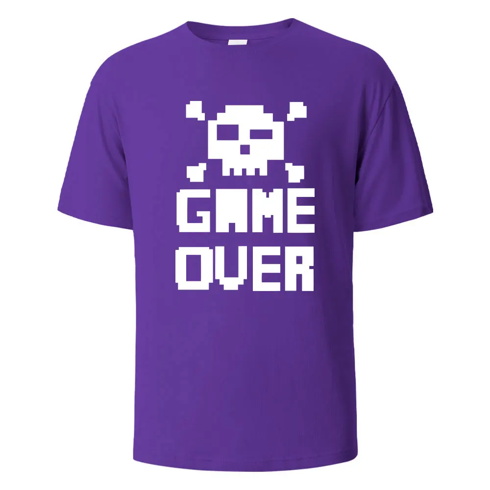 

Game Over Print T-Shirt Summer Tees For Men Women 100% Cotton O-neck Oversize Casual Short sleeved TopsZQ