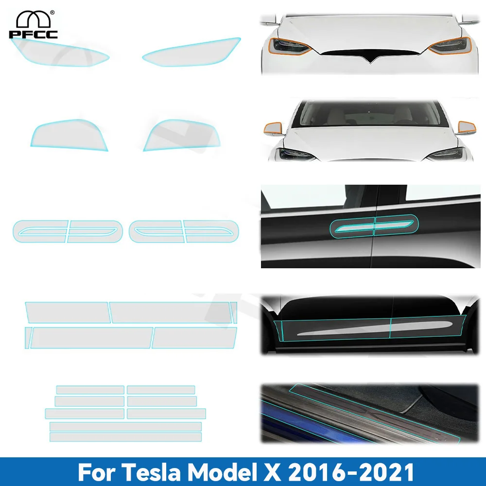 

For Tesla Model X 2016-2021 Headlight Rearview Door Handles TPU Paint Protection Film Pre-cut PPF Anti-scratch Resistant Clear