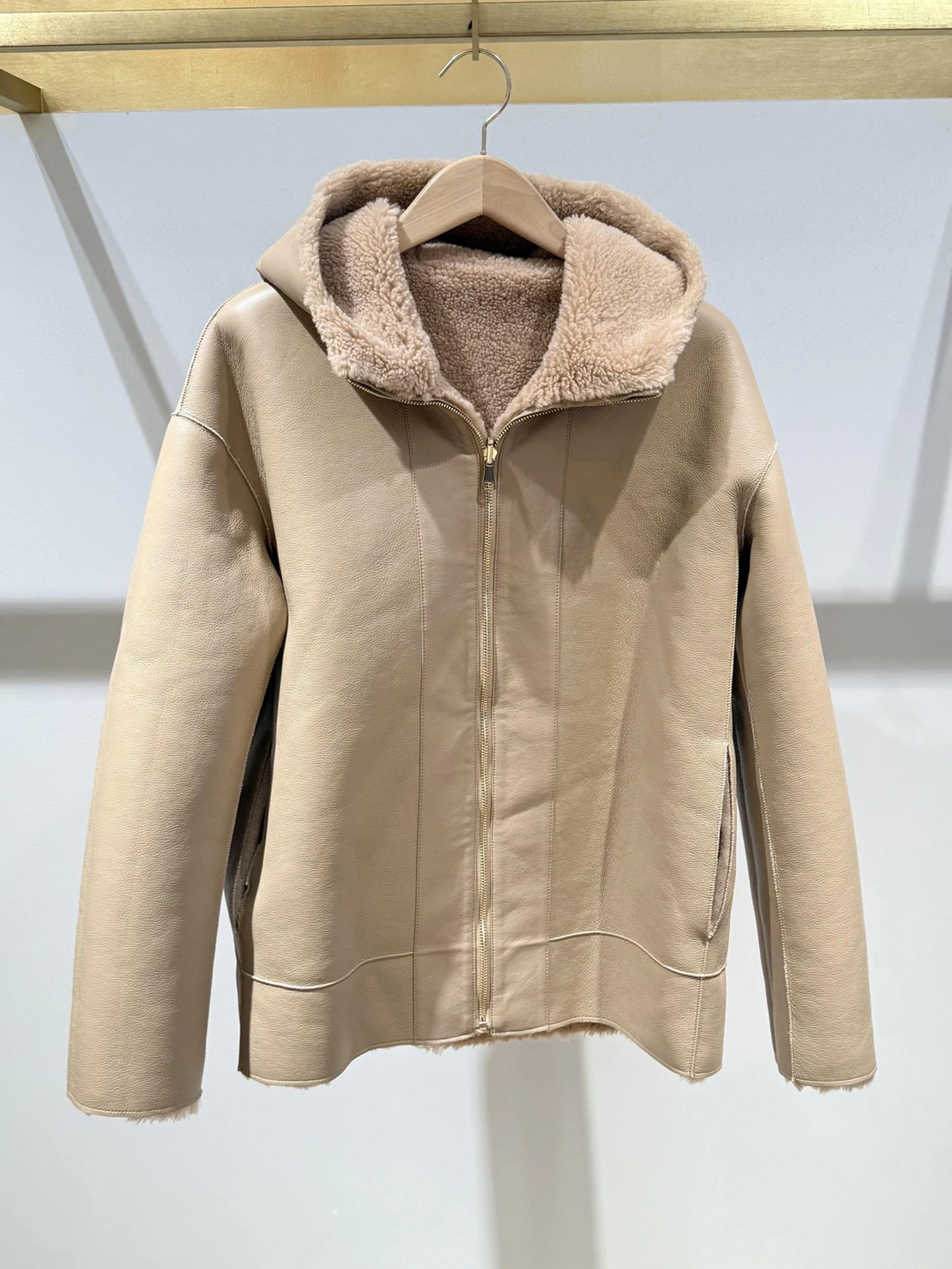 

M Home Nan You High End Women's Double Sided Wear Artificial Fur Hooded Jaet Coat Commute Sle Stand Fit Long Sve Zi...