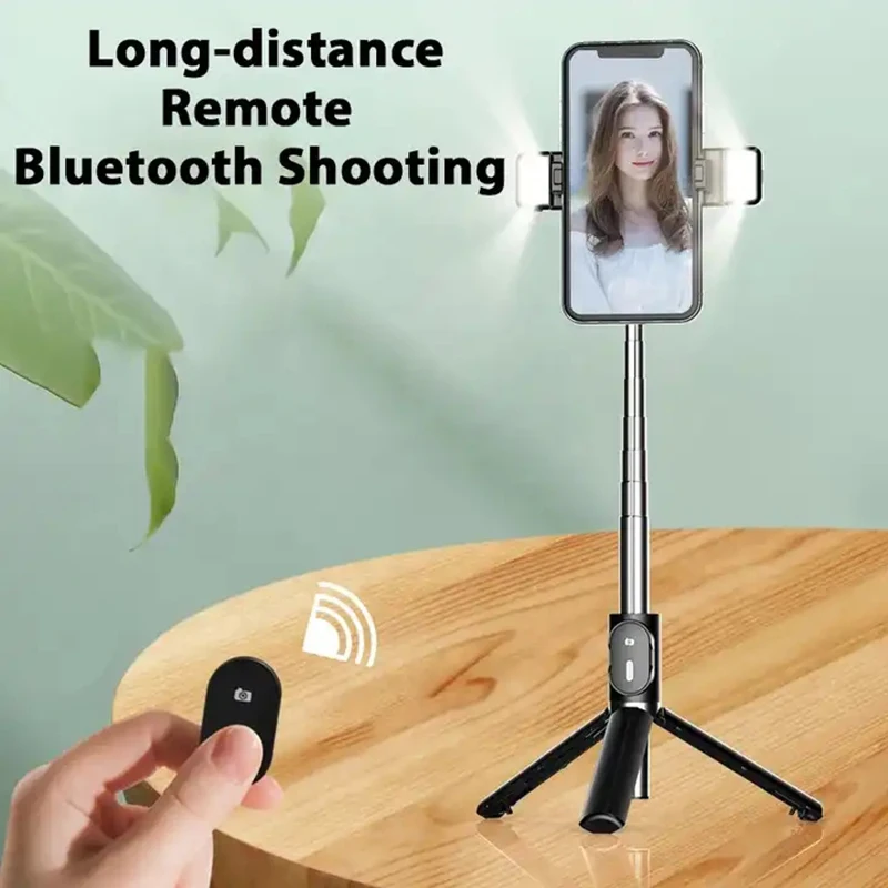 Portable Wireless Bluetooth Selfie Stick Tripod with 2 Fill Light Foldable Mini Phone Stand Holder Tripod for Mobile Smartphone