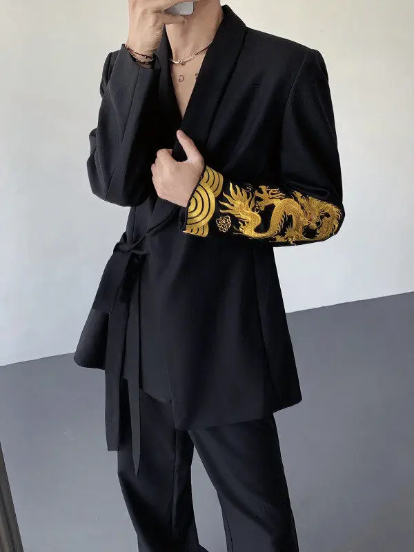 Men's 2025 Spring Autumn Tailored Coats New Chinese Style Suit Jackets Men's High-end Trend Embroidered Long Sleeve Chic Blazers