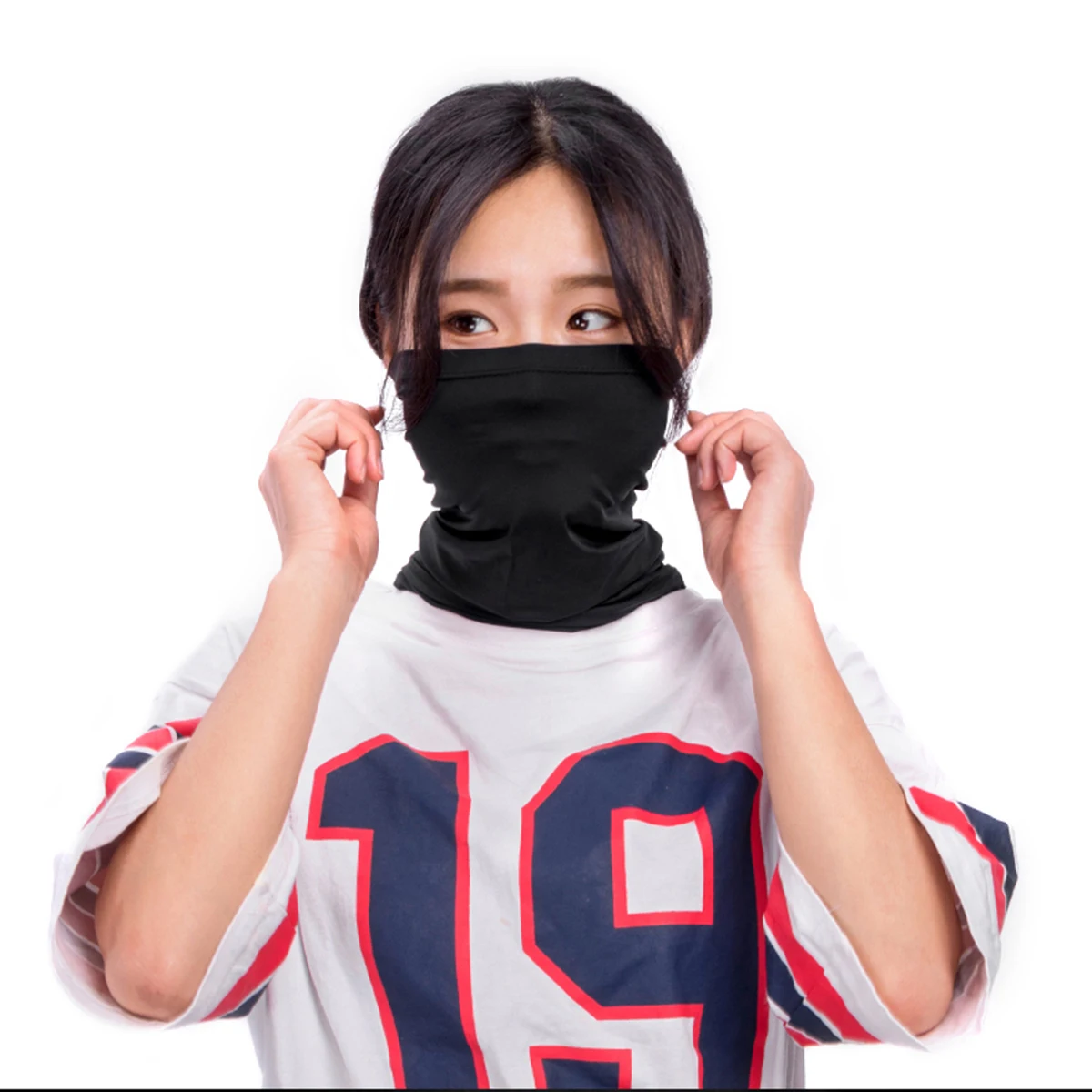 

1Pc Sun-Proof Headscarf Black Silk Neck Gaiter Sports Face Mask Cycling Outdoor Protector