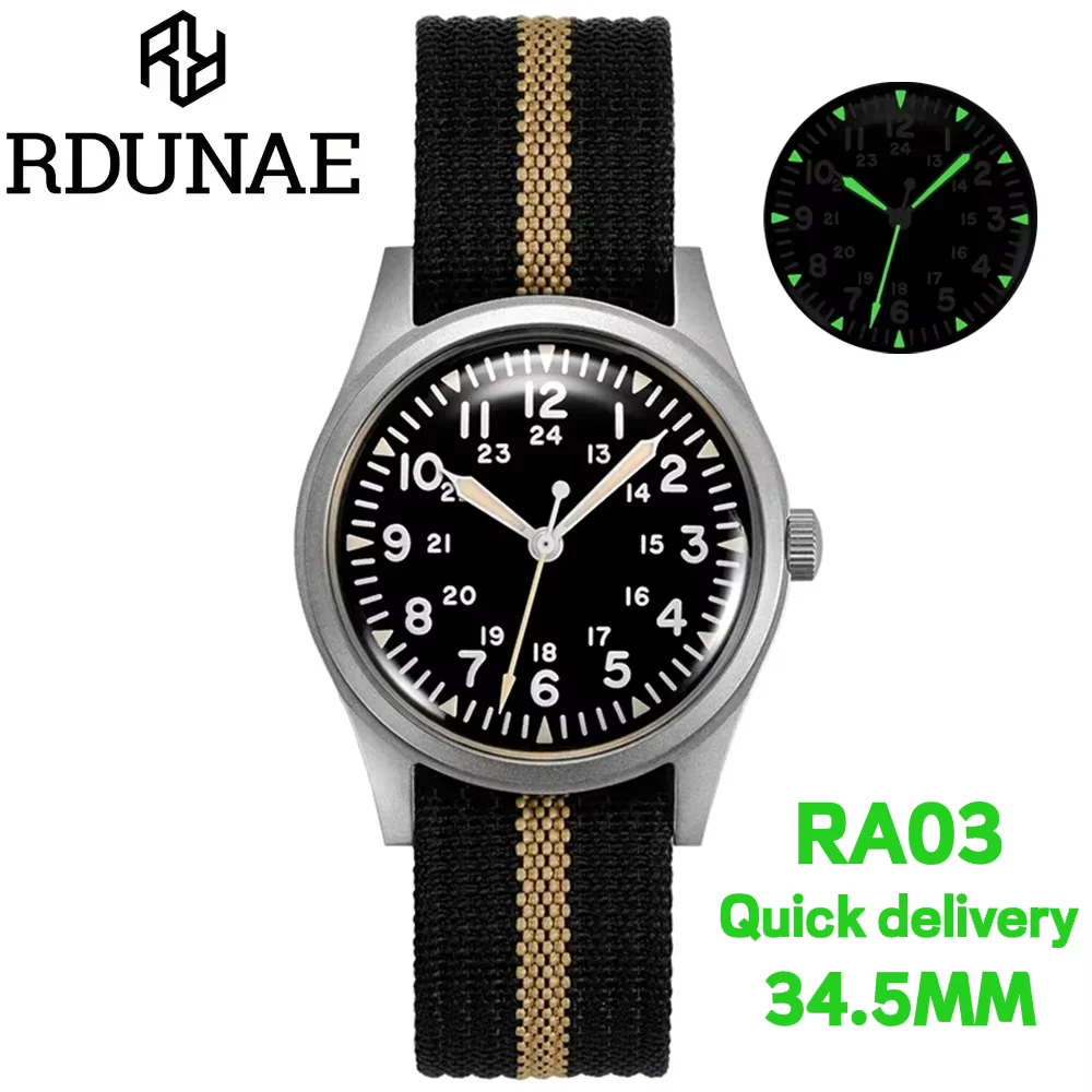 RDUNAE RA03 Vintage Quartz Watch Personalization man miyota super 2035 waterproof 5ATM Brown luminous