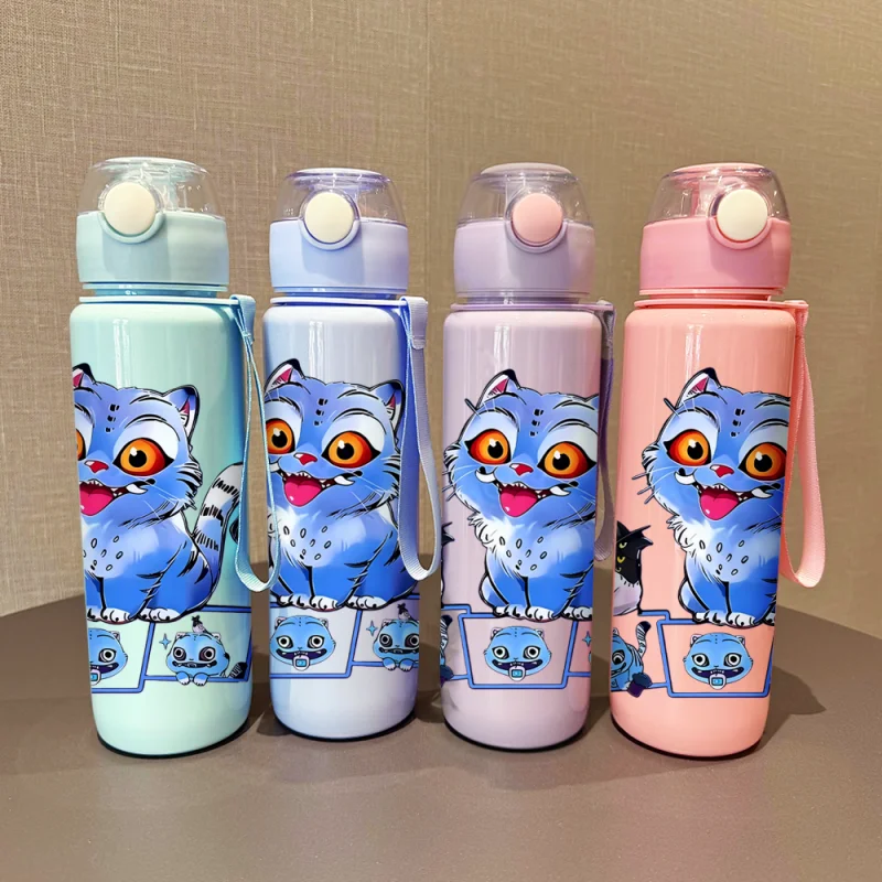 

3D Printed Cartoon Cat Water Cup - 700ML Straw Cup Fishion Drink Water Cup-Leak-Proof,Straw,BPA-Free Plastic Cup