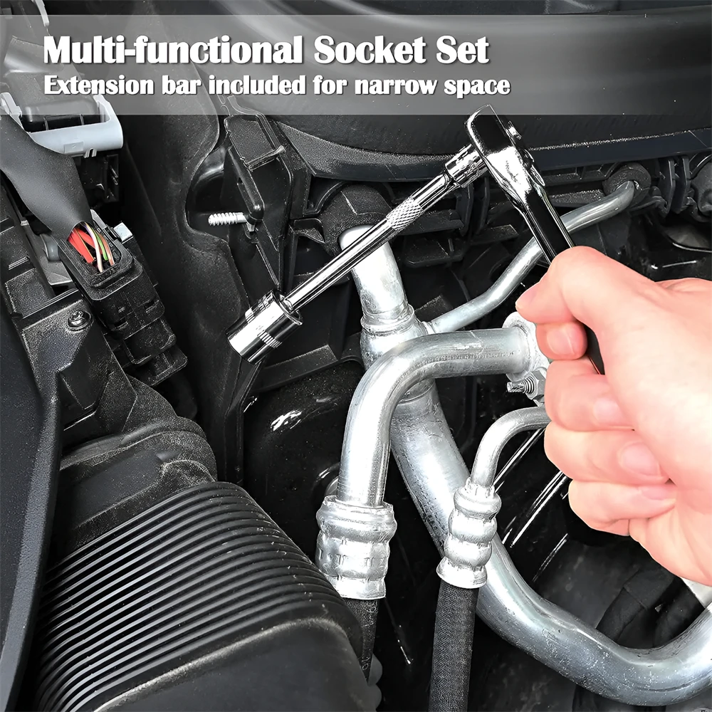 Imagem -03 - Garagem Repair Tool Kit Chave Soquete Grupo Metric Impacto Sockets Ratchet Spanner Kit Completo 12 Pcs Profissional