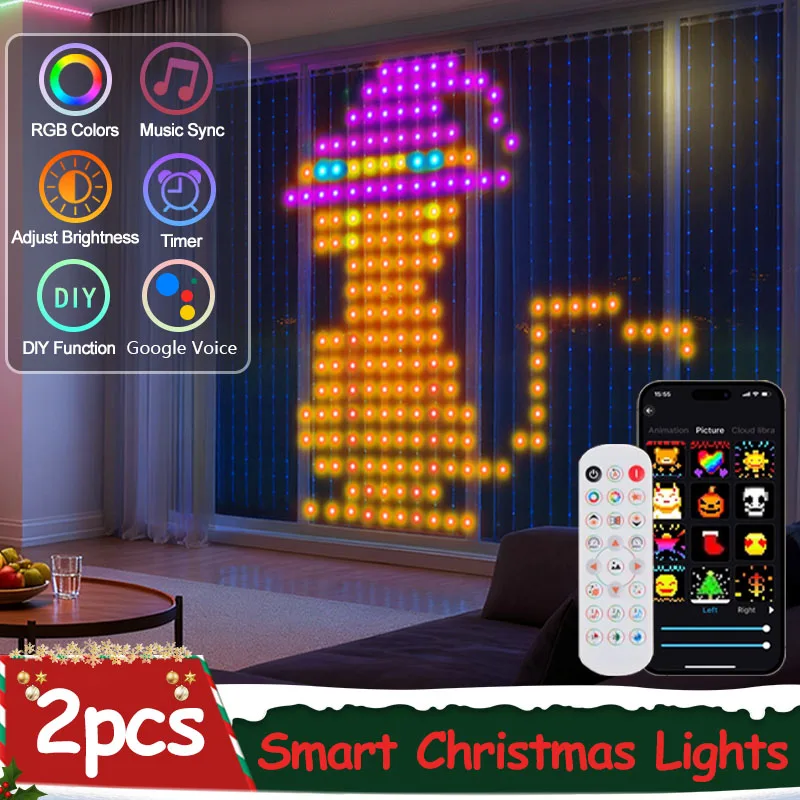Weihnachtsgeschenke 2*2M 400LED WiFi Smart Vorhang Lichter mit APP Steuerung Musik Modus IP65 Wasserdichte Outdoor weihnachten Home Decor