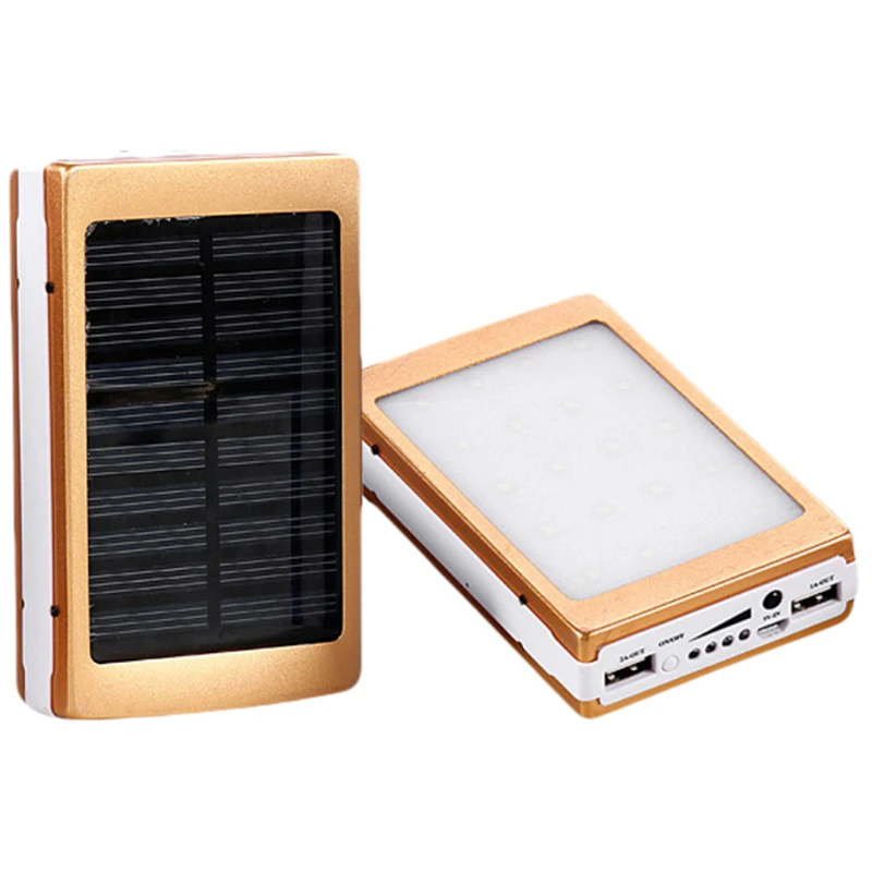 20000mah Solar LED Portable Dual USB Empty Case 5-Cell 18650 Battery Charger Box DIY Case Kit Power Bank No Battery