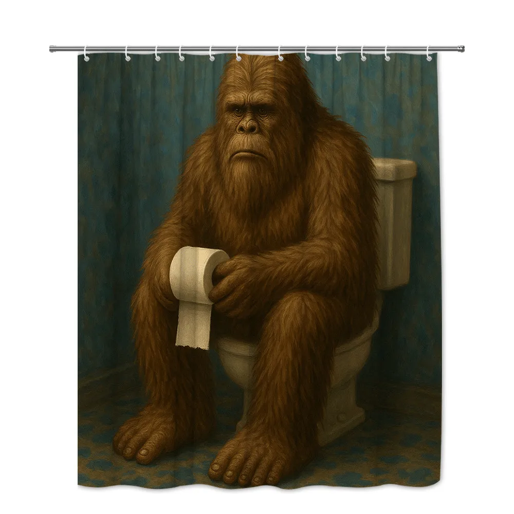 nny Bigfoot Shower Curtain Realistic Sasquatch Holding Toilet Paper Humor Design Waterproof Easy to Install Elevate Your Space