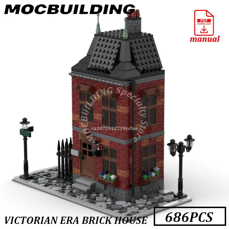 Viktorianischen Ziegel Haus Modell Stadt Gebäude MOC Bausteine Ziegel Display Bau Spielzeug Geburtstag Geschenke Geschenk