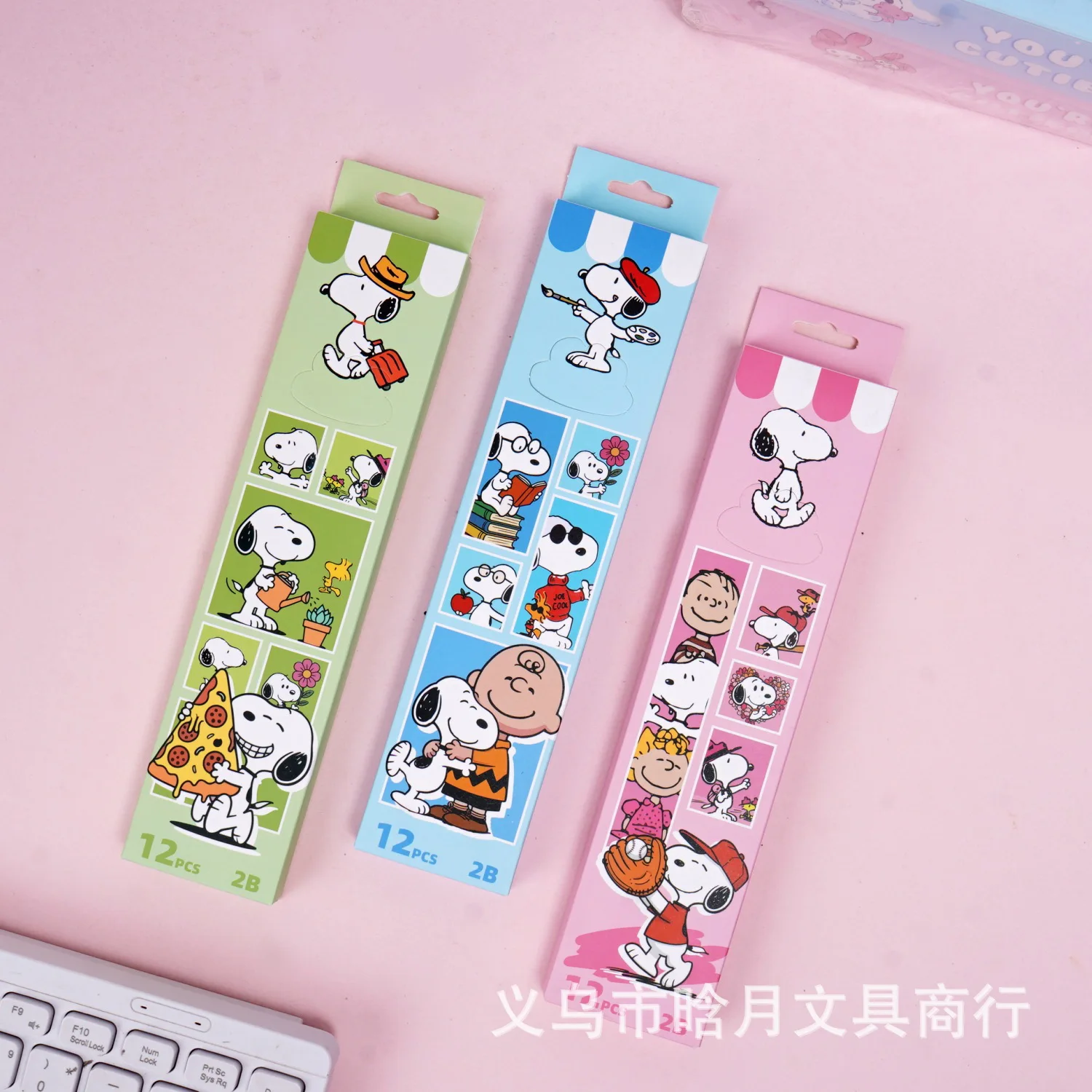 12PCS Snoopy Cartoon 2B Pencil High-Quality Cartoon Appearance  - Student Writing Pencil Set of