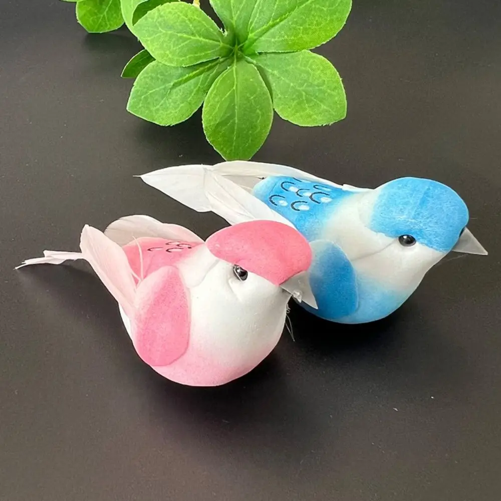 Colorful Simulation Birds with Clip Photography Props Decorative Fake Bird Home Decor Artificial Foam Feathers Birds