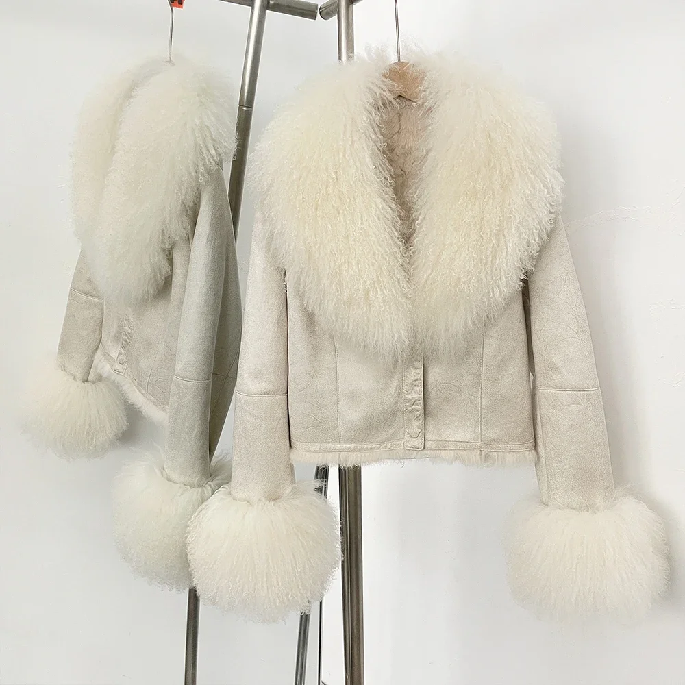 Fur Coat  Autumn Winter Suede Women with Long Sleeve New Arrival Winter Rabbit Fur Lining Fur Jacket