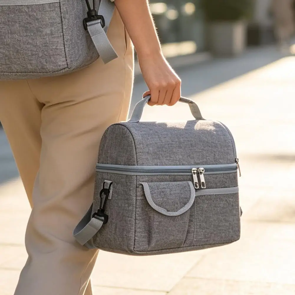Thermal Lunch Box Tote for Office Waterproof Food Cooler Bag for Picnic Insulated Lunch Bag with Adjustable Shoulder for Work