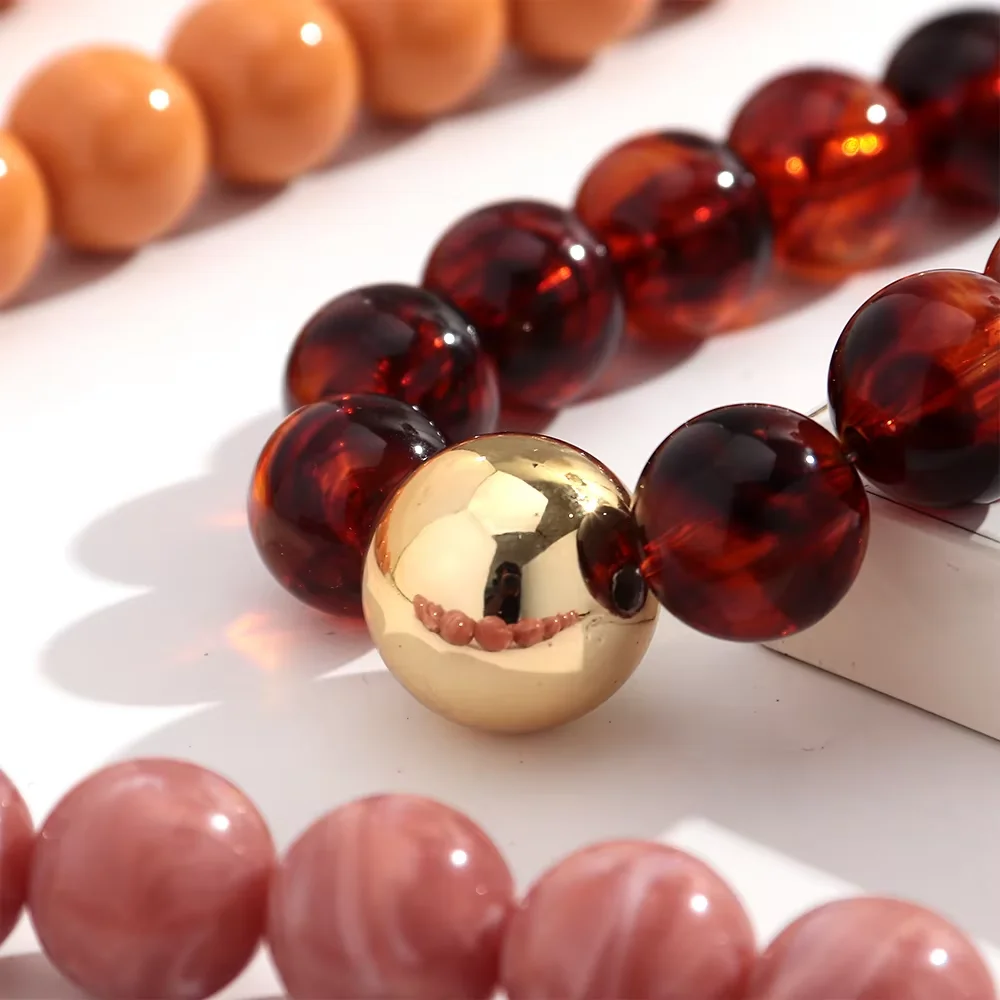 Auffällige Bunte 20mm Runde Harzperlen Choker-Halskette für Frauen, Trendige Massive Schlüsselbeinkette, Vintage Ästhetischer Schmuck als Geschenk – Detail 4