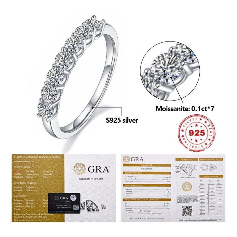 

Mozambique Diamond Ring With S925 Sterling Silver D-Grade Clarity VVS1 Hardness Verified by Diamond Tester Gift GRA Certificate