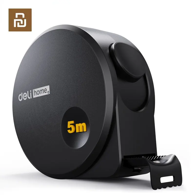 xiaomi deli fita metrica multifuncional carpintaria ferramenta de medida material de aco preto madeira domestica m m pc 01