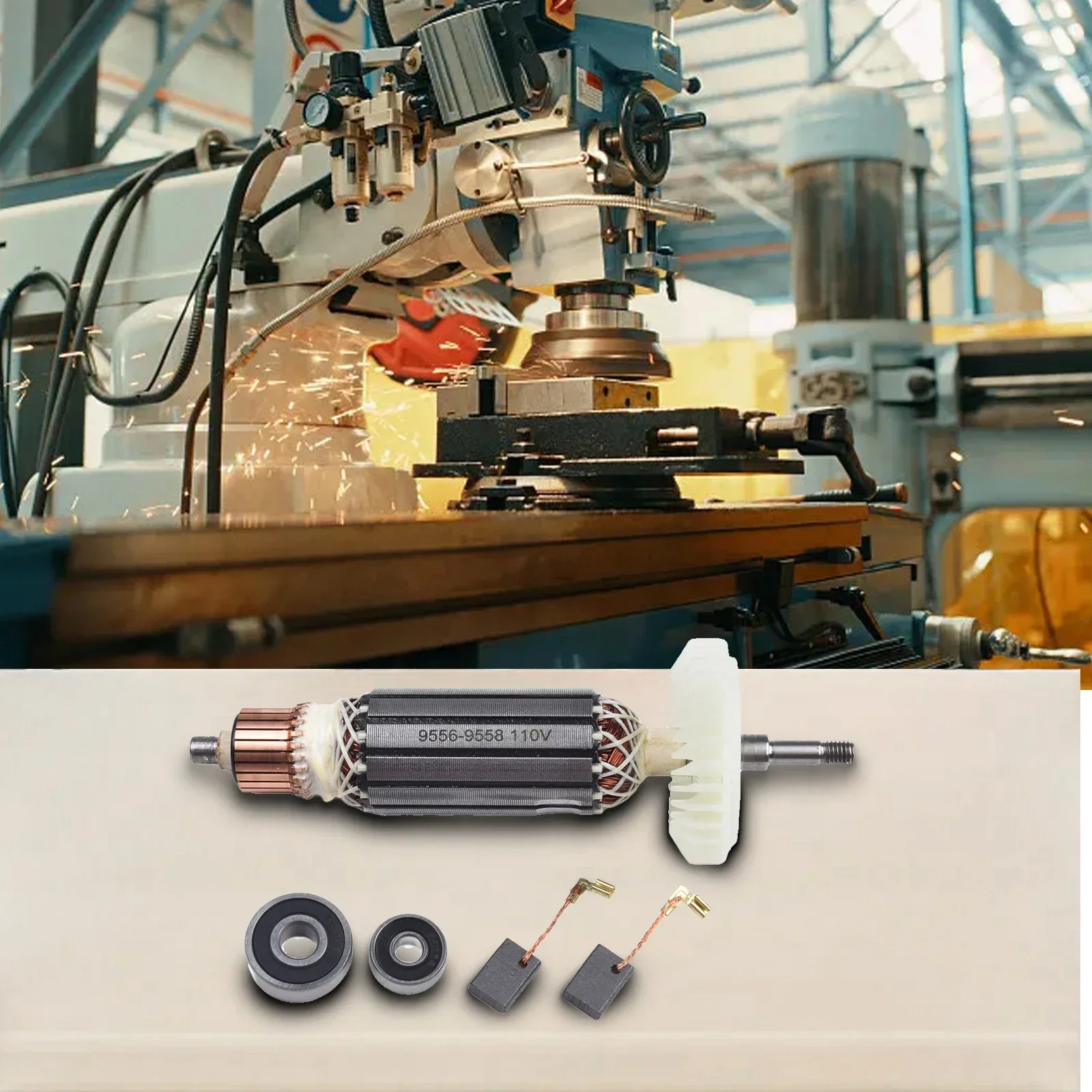 

Premium Armature Rotor for Angle Grinder Compatible with 9556 9557 9558 9556NB 9556HN 9557NB Easy Installation