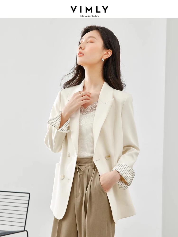 Women\'s Straight-cut Blazer Jacket Spring/Autumn Office Wear Commuter Professional Suit Jacket Padded Shoulder Blazers Coat