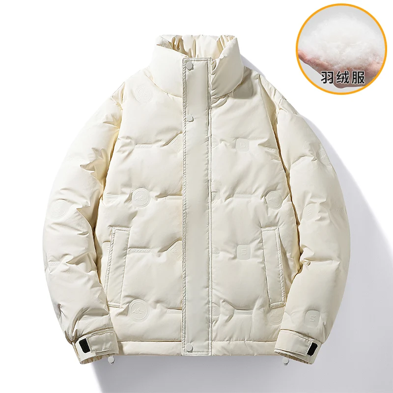 

Quality Casual Down Jackets for Men Fashion Stand Collar Warm Parkas Coats Solid Color All-match Male Clothes Outdoor Windproof