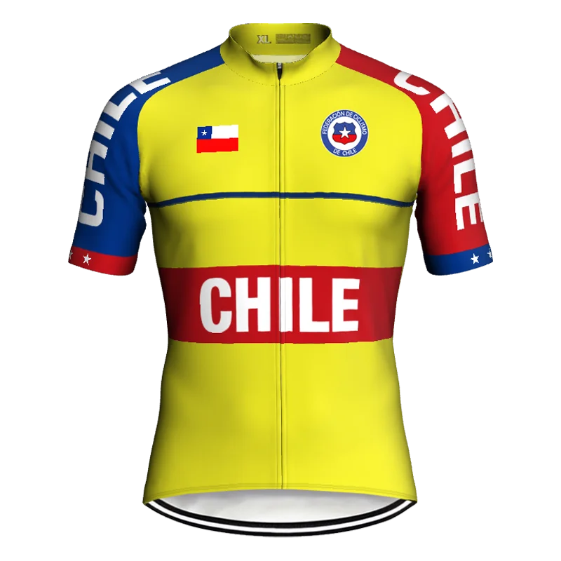 

Short Sleeve Chile Jersey Road Bike Clothes MTB Jacket Cycling Top Bicycle Pro Sport Apparel Yellow Shirt Tight Wear Comfortabl