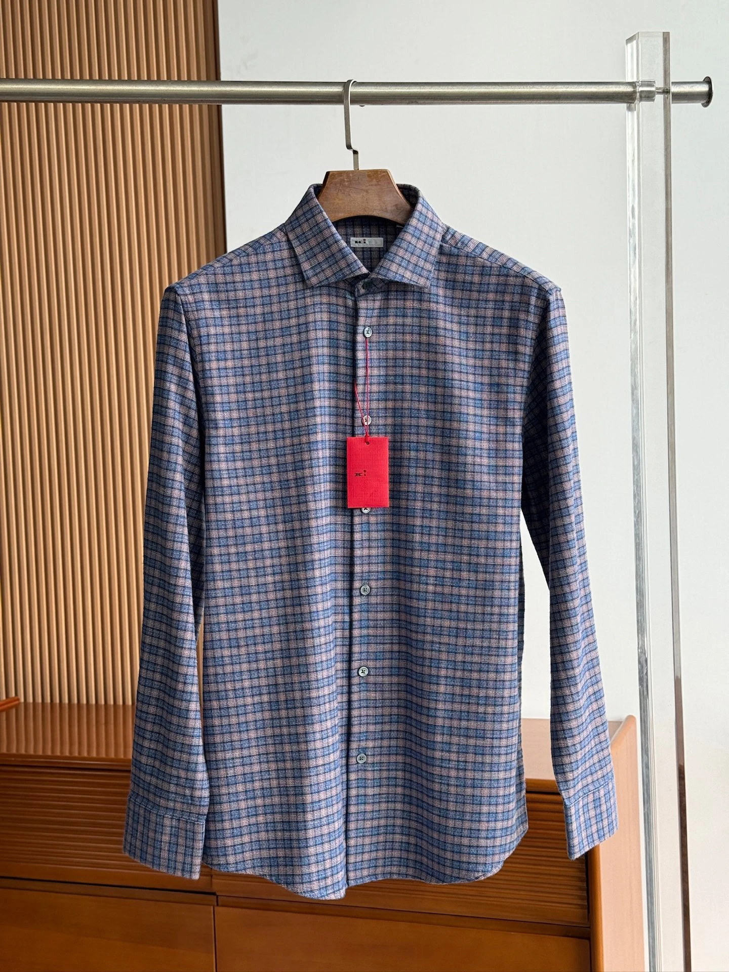 OECHSLI Shirt cotton men 2025 New business casual embroidery comfortable grid long sleeves work straight high quality size S-XXL