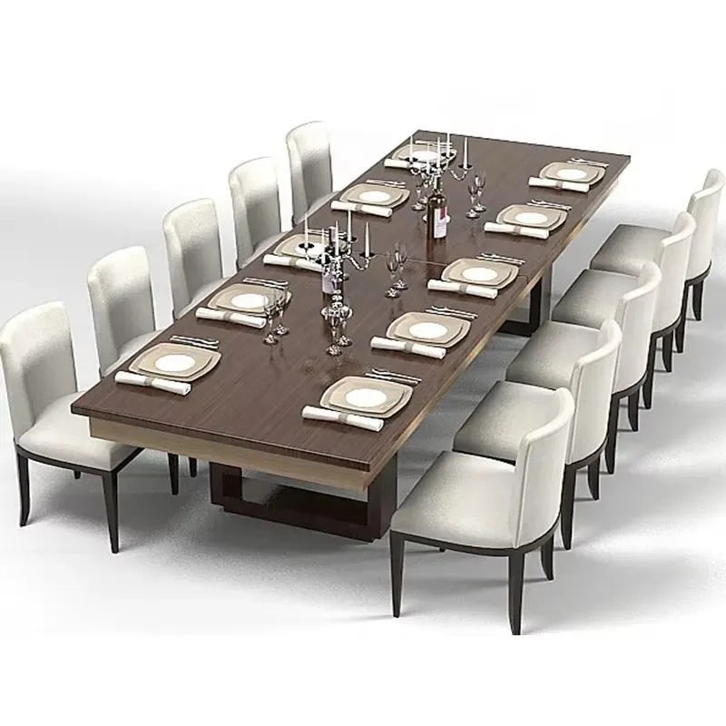 Modern Wooden Dining Table and Chair Set Custom 10 Seater Complete Furniture for Dining Room