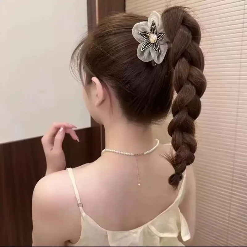 إكسسوارات شعر رائعة بمشبك زهرة من حجر الراين الشبكي للنساء