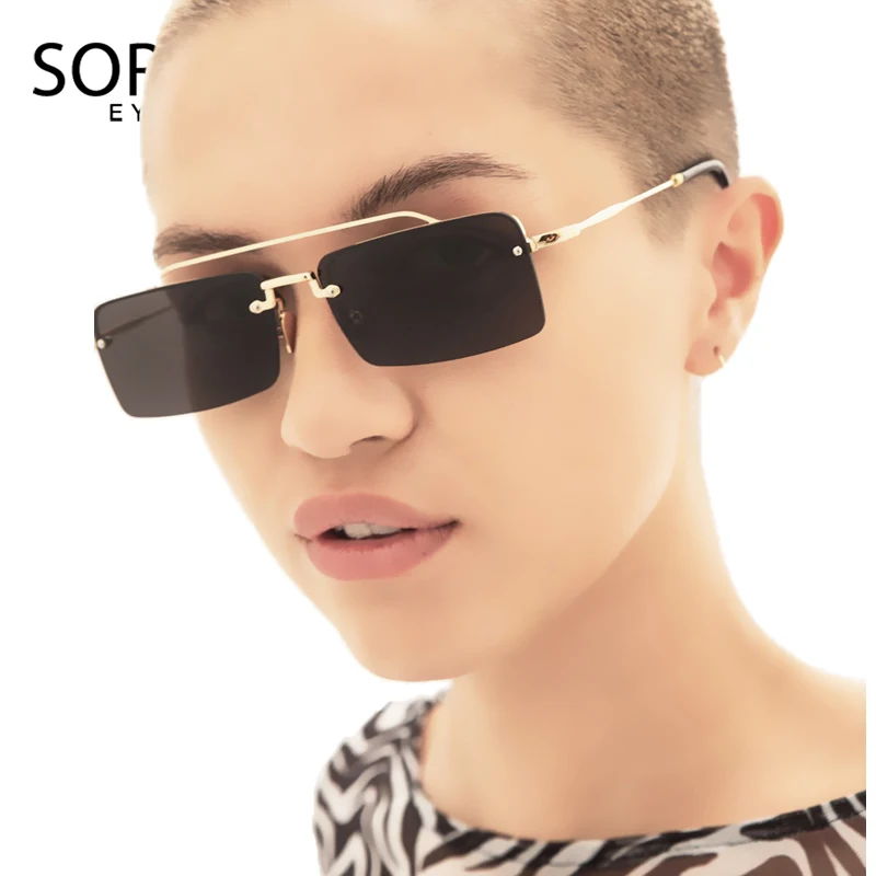 SORVINO صغيرة بدون شفة مربع النظارات الشمسية النساء 2025 العلامة التجارية الفاخرة مصمم صغير مستطيل 90s الأصفر الأحمر نظارات شمسية ظلال SP261