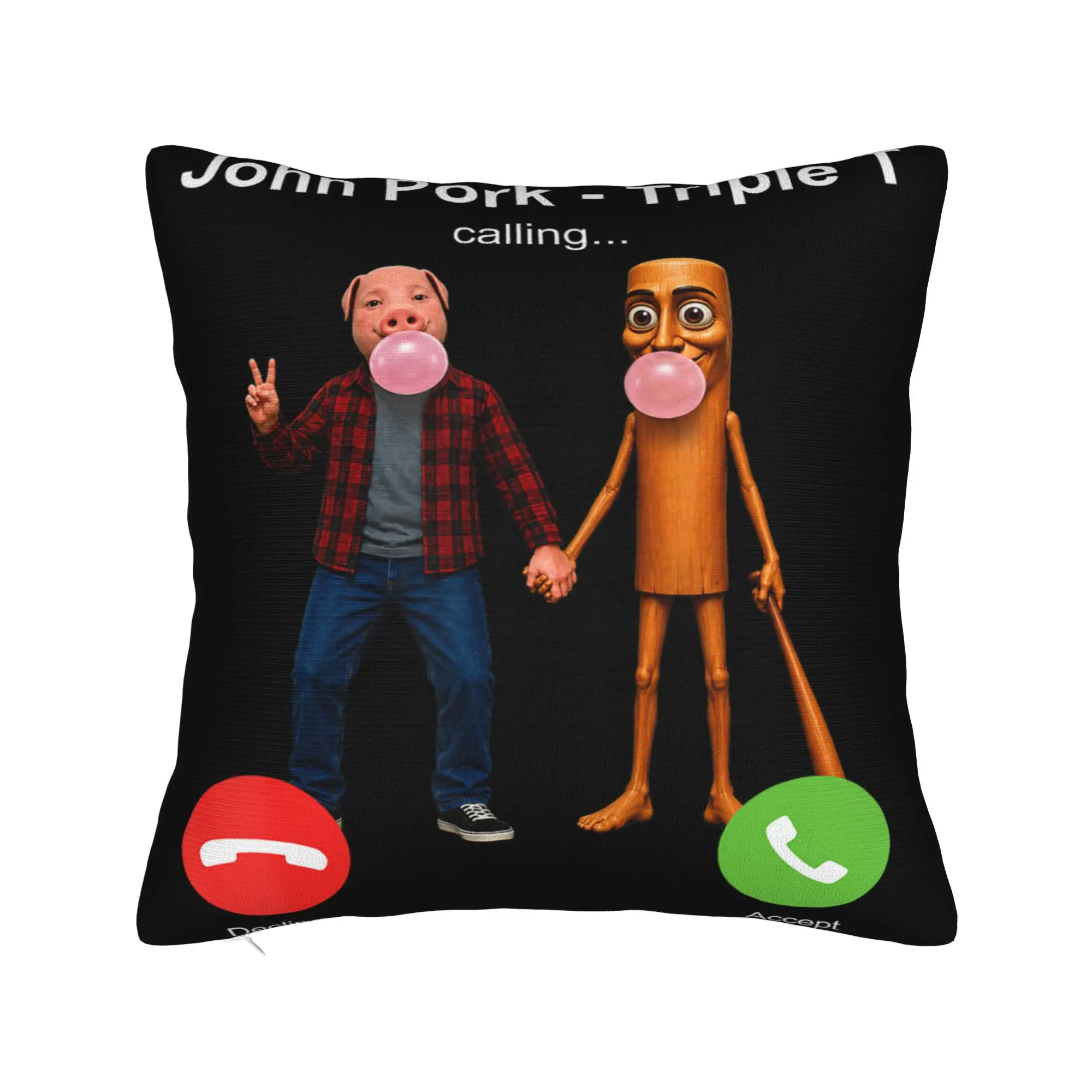 Pillow Case John Pork and Tung Tung Tung Sahur is Calling Brianrot Comfy Pillow Cover For Bedroom Home Decor Trendy Pillowcases