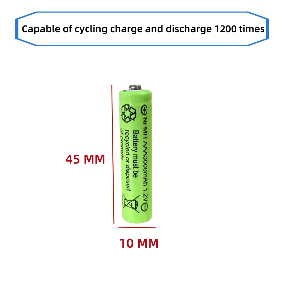 Batería recargable para cepillo de dientes eléctrico, linterna, ratón, reloj, teclado, reloj, batería 3A, NI-MH, 1,2 mAh, AAA, 3000 V