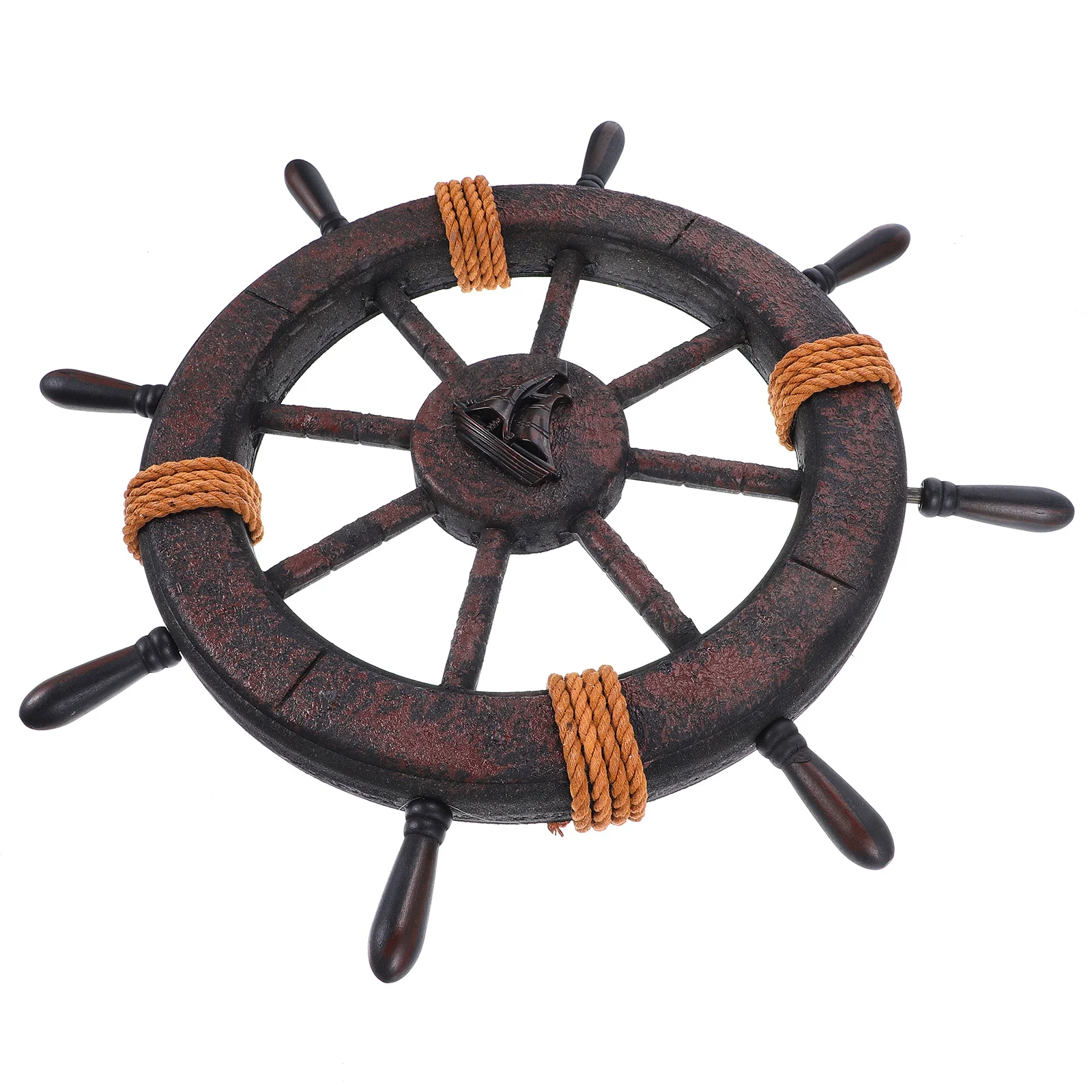 

Retro Rudder Wall Art Decor Bright Color Wooden Ship Wheel Hanging Ornament Mediterranean Style For Home Bedroom Bar Nautical