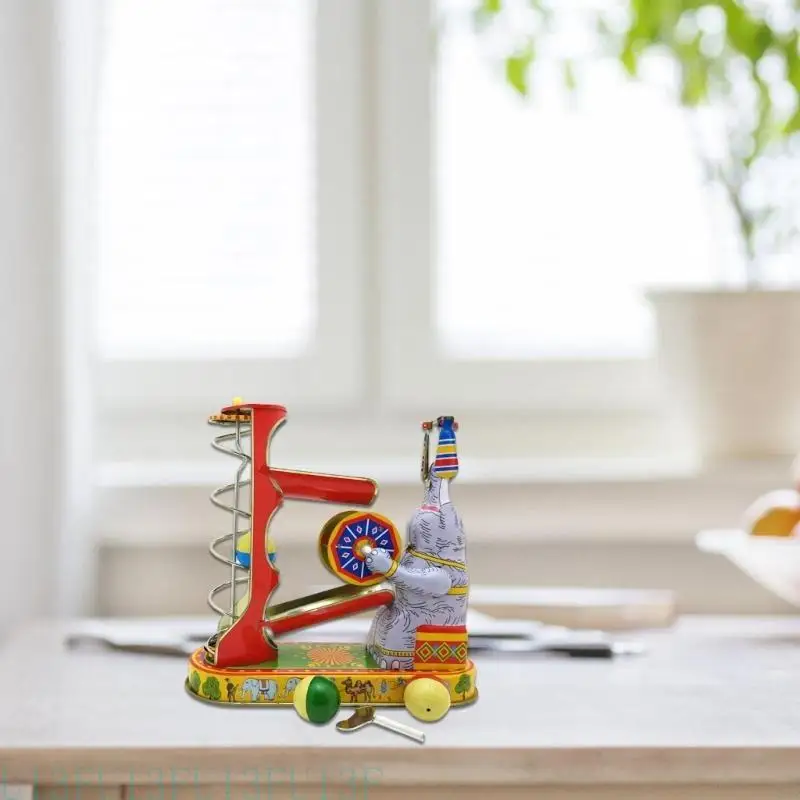 U13F Nostalgic Elephant Ball Game Tin Toy Perfect For Coffee Shop Desktop Decoration