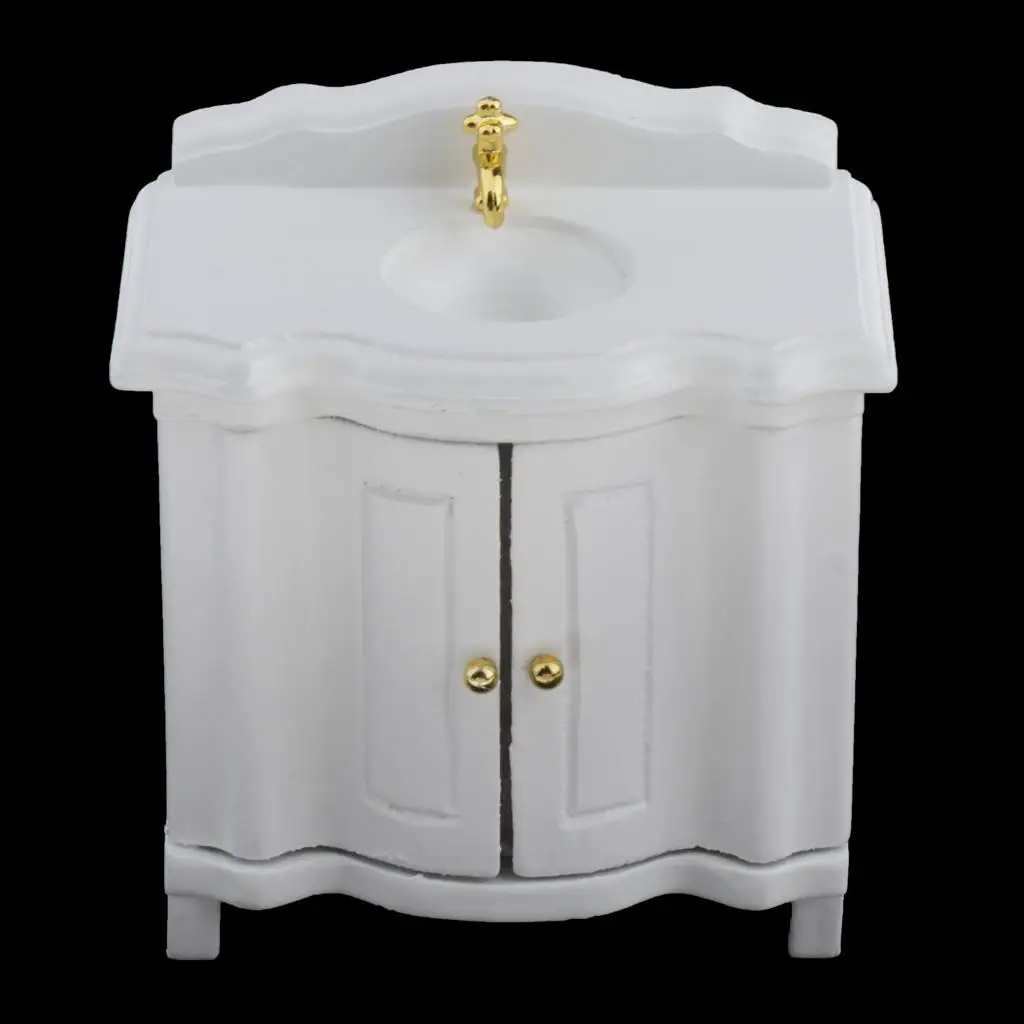 1/12 casa de bonecas branco lavatório pia armário móveis modelo brinquedos