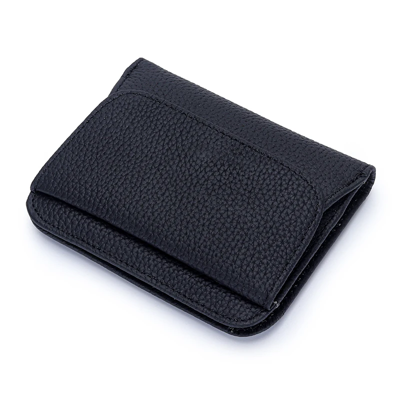 Porte-monnaie pliant simple en cuir de vachette véritable pour femme, petit portefeuille, portefeuilles multi-cartes, porte-cartes, porte-documents d'identité