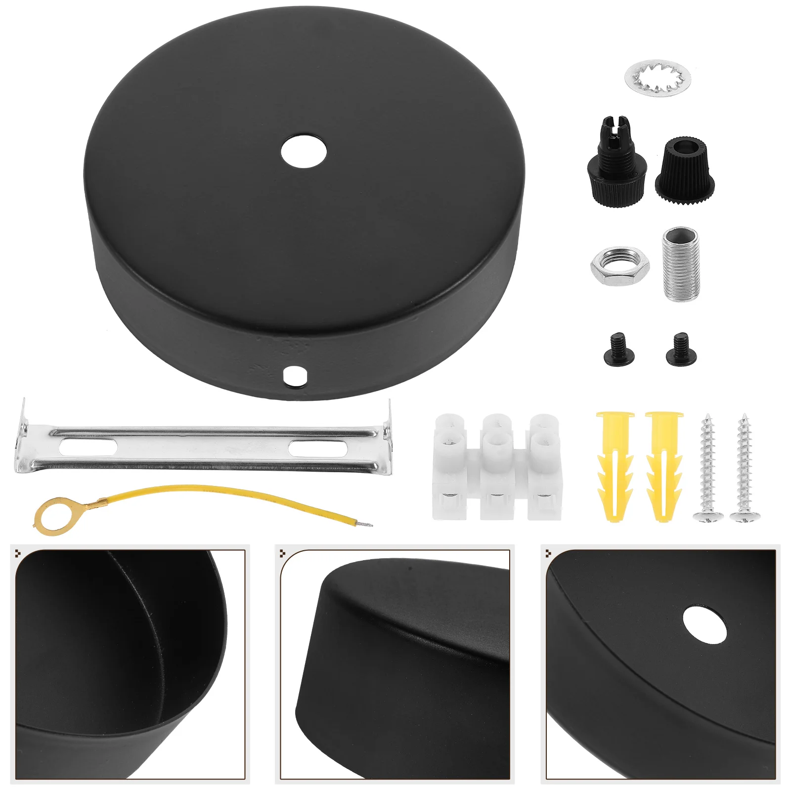 Chandelier Ceiling Lamp Tray DIY Lighting Accessories Disc Suction Cup Base Set 1 (black) Canopy Mount Plate Mounting