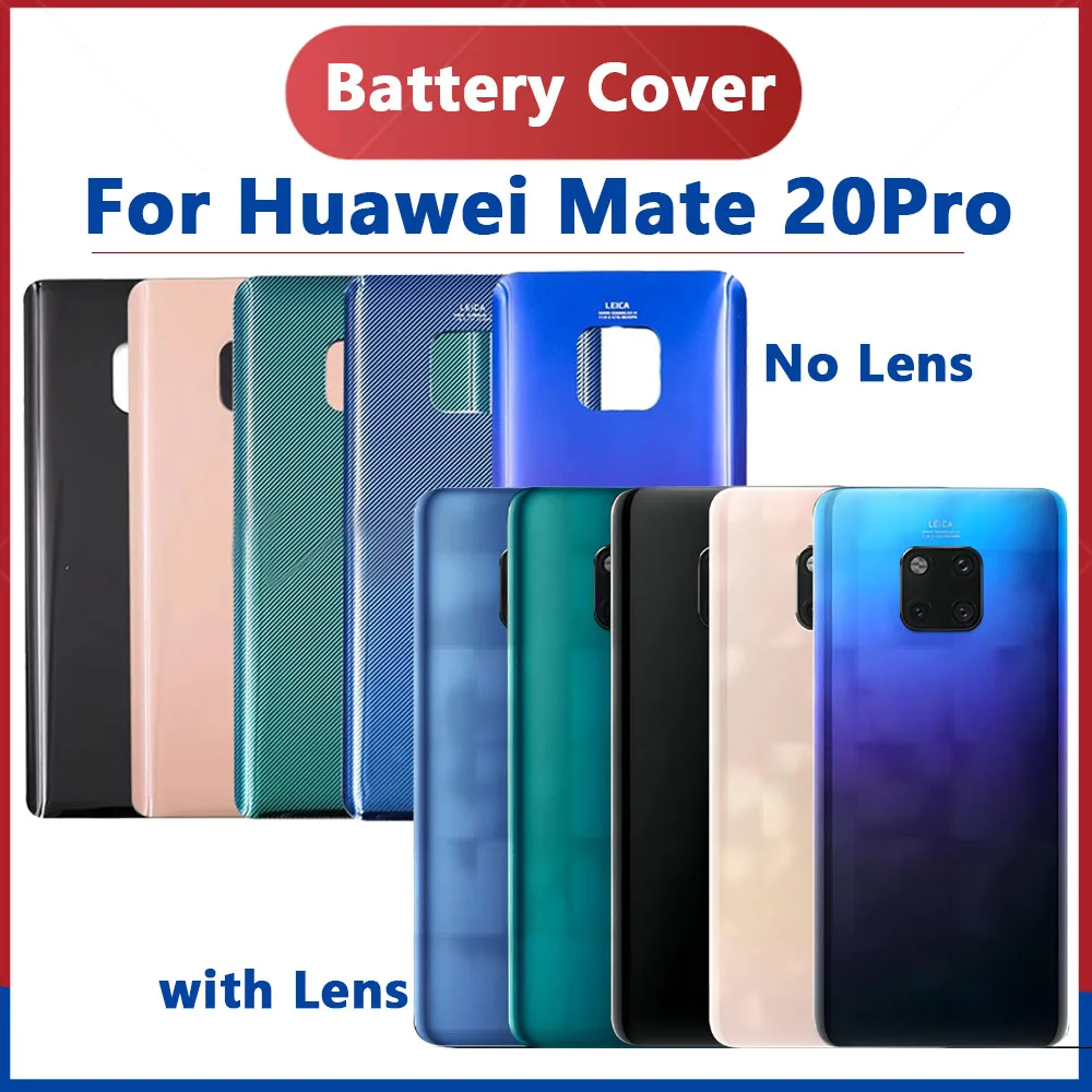 

New Back Cover Glass For Huawei Mate 20 Pro Back Battery Cover Panel Rear Door Housing Case with Camera Lens Replacement