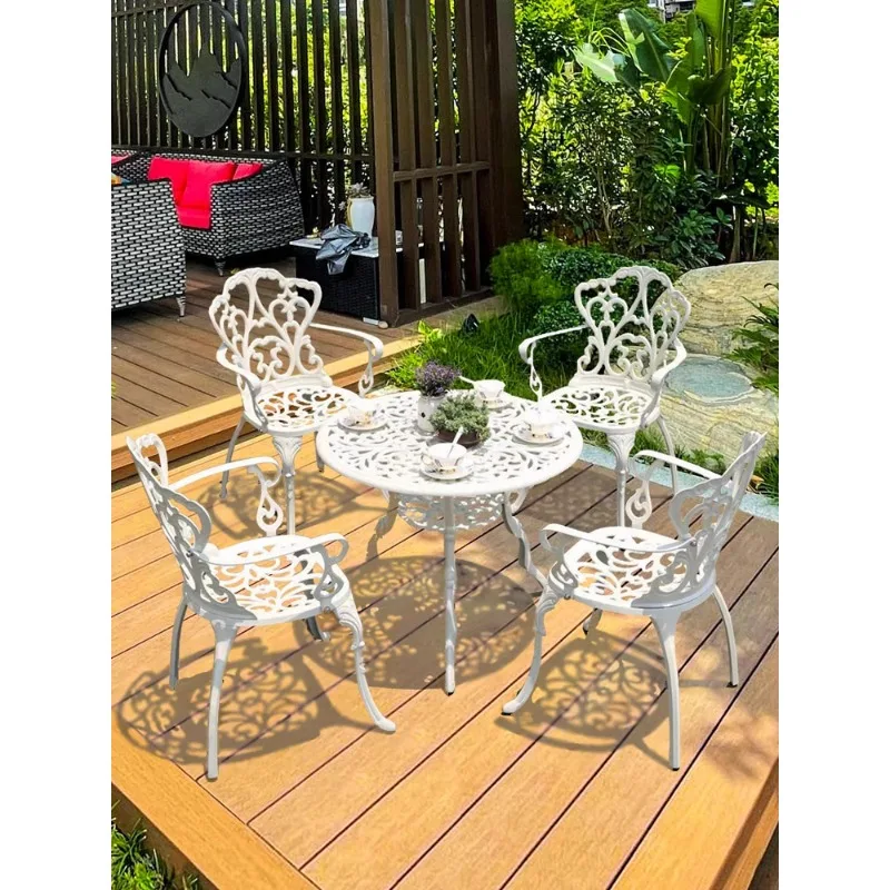 Tables et chaises d'extérieur Tables et chaises de jardin en fer forgé Balcon en fonte d'aluminium Petites tables et chaises Loisirs de plein air ch