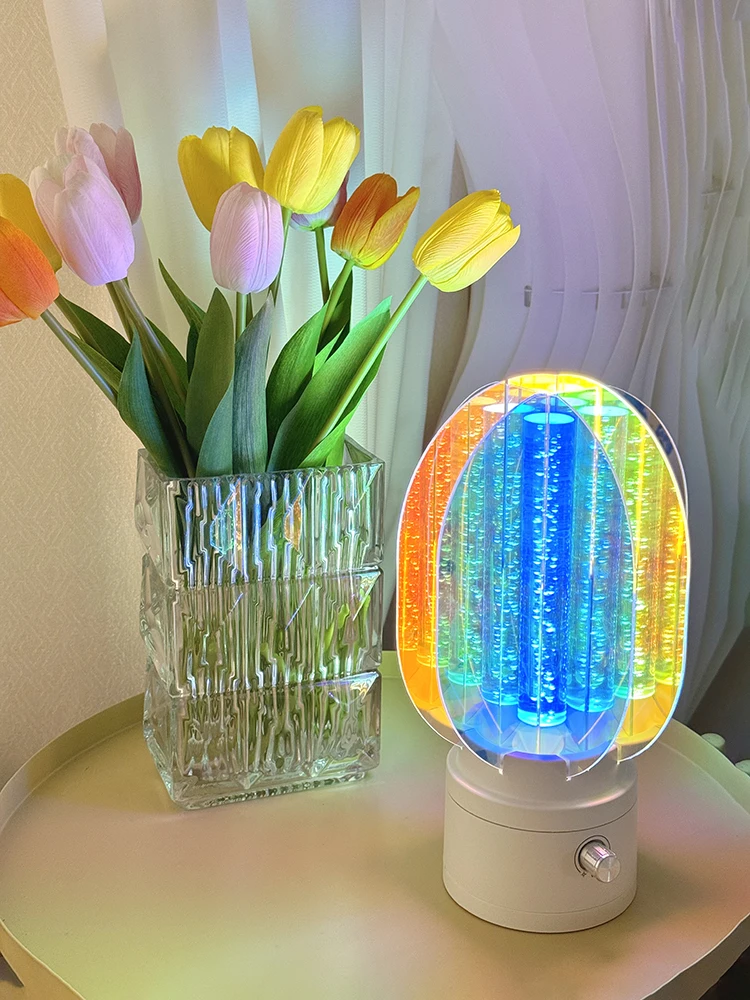 Tricolor Lighting Plastic Donut Wall Lamp Modern Energy Saving Touch Switch Lamp Dimmable USB Plug Desk Lamp Bedroom