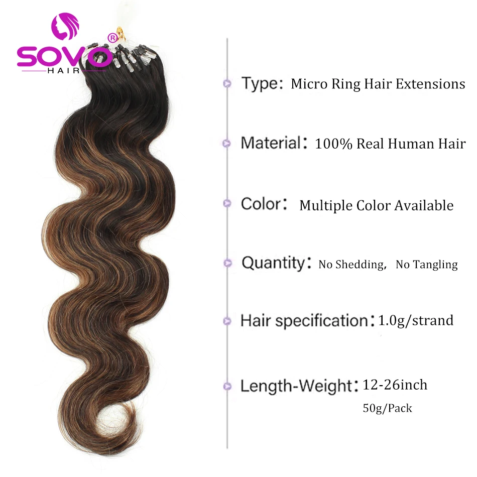 Body Wave Micro Loop Ring Human Hair Extensions 12