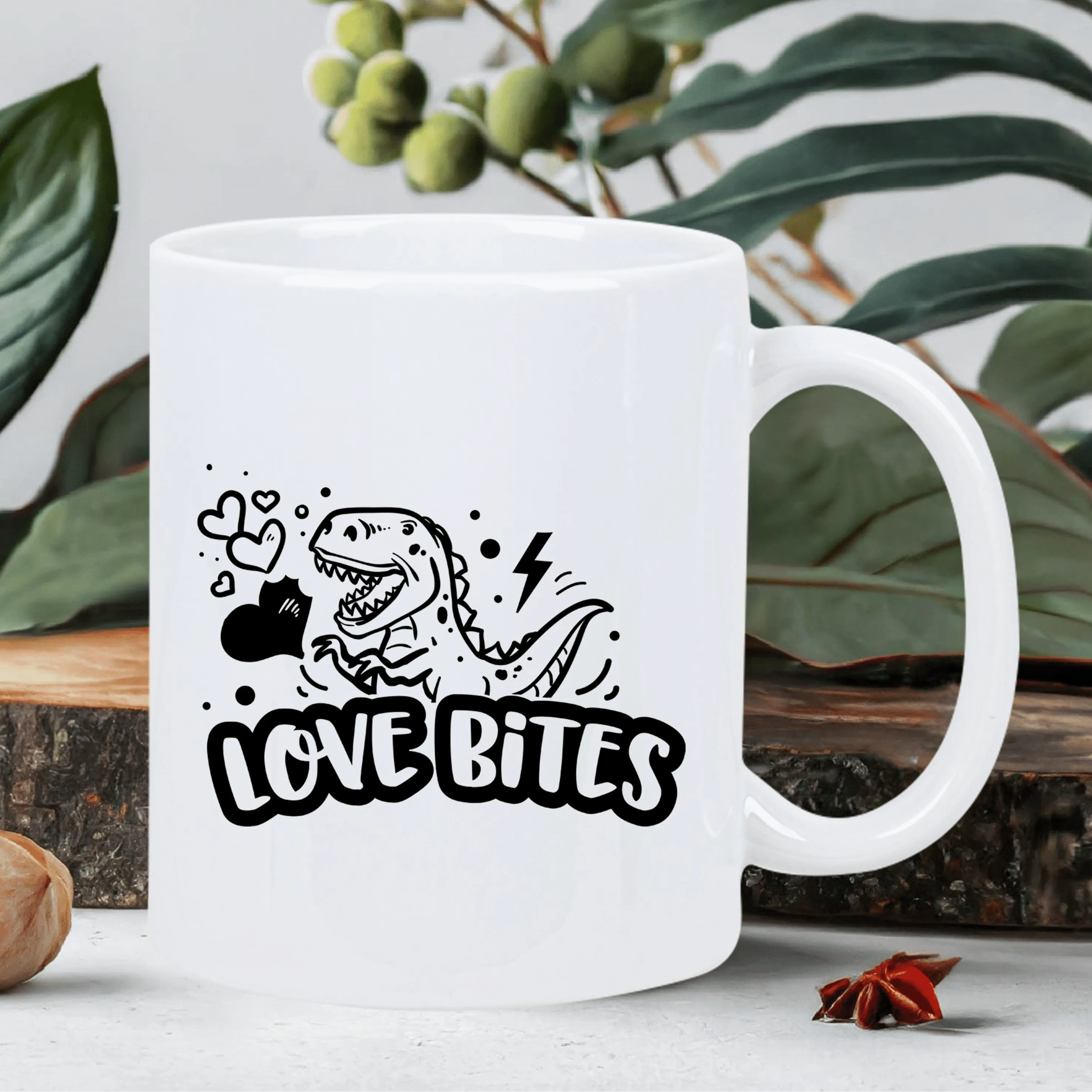 

Love Bites Dinosaur Mug: Funny and Quirky Design - Perfect Gift for Coffee Lovers, Unique and Ideal for Daily Use