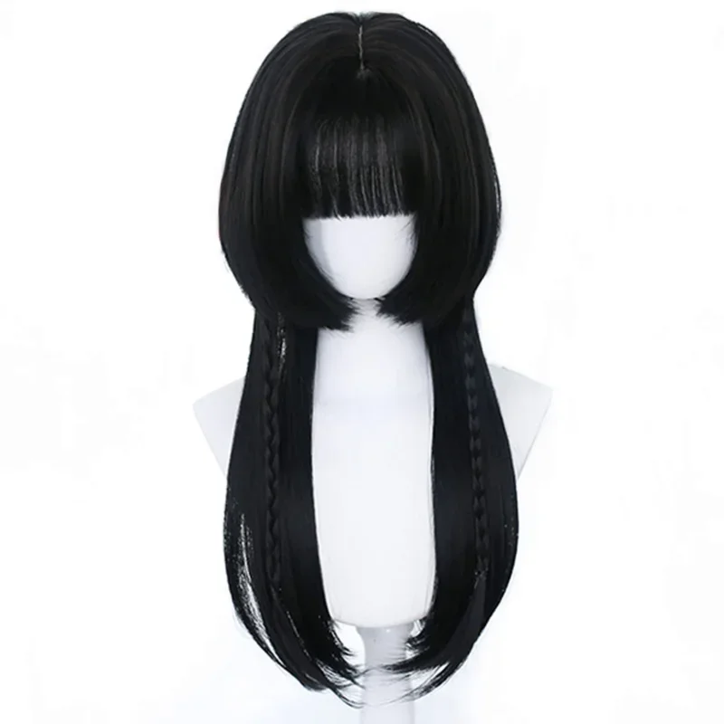 HOUYAN Long Straight Hair Synthetic Wig Female Pink Silver Black Anime Bangs Party Wig