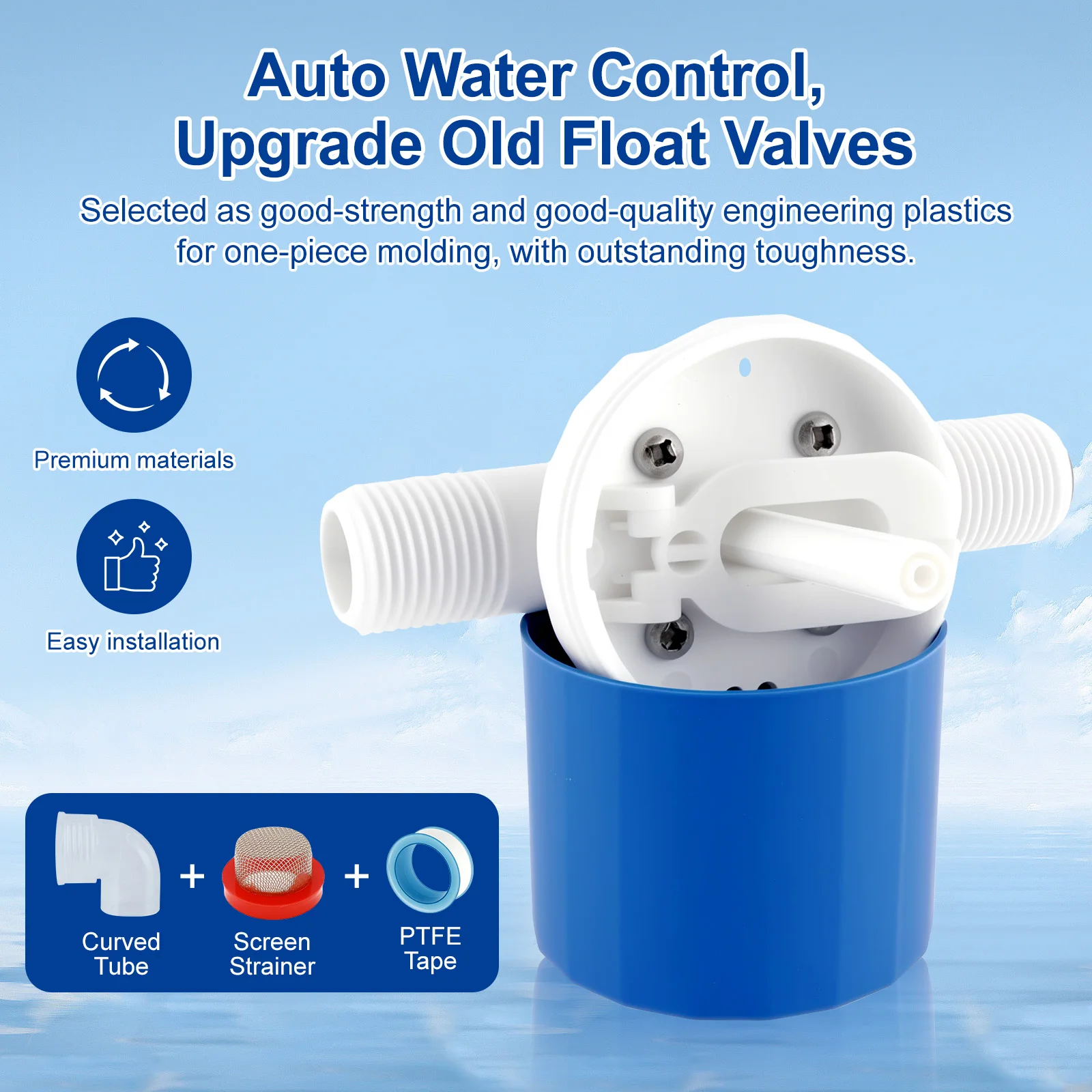 Automatic Water Level Control Valve Float Ball Valve Tank Tower Pool Float Switch Water Inlet Valve Automatic Shut-Off