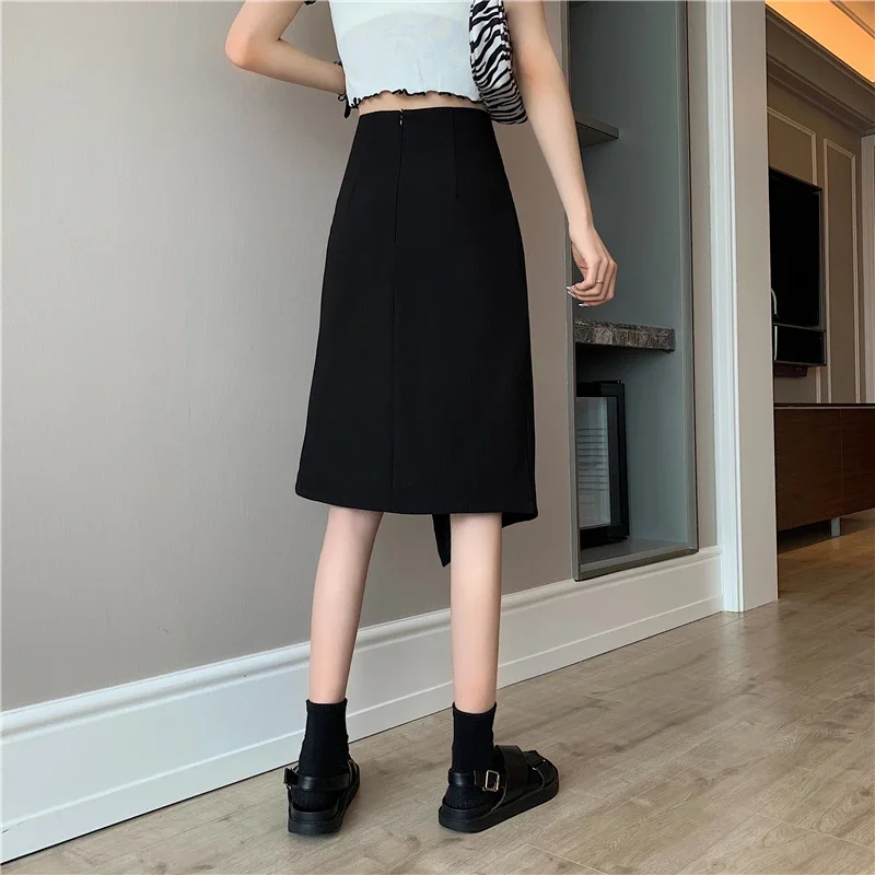 Summer 2024 Korean Style Y2K Split Skirt Women Sexy High Street Party Skirts Female Elegant Designer Chic Black Irregular Skirts