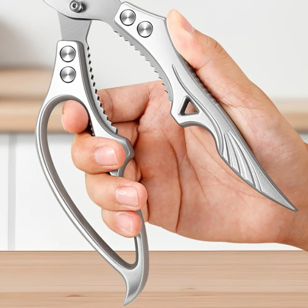 PLYS Kitchen Scissors Household Stainless Steel Multi-Purpose  Chicken Bone Cutter Heavy-Duty Spring Poultry Shears